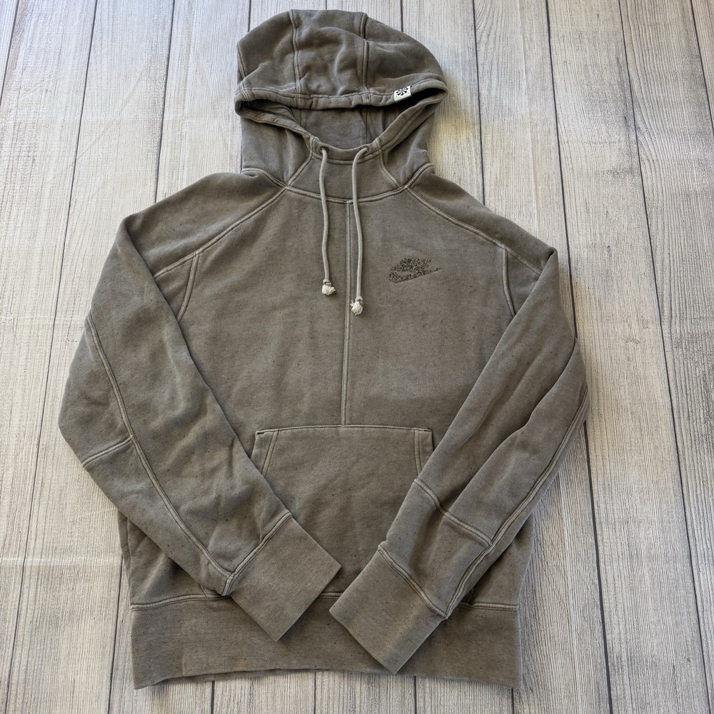 Nike Sportswear Fleece Pullover Hoodie Sweatshirt Stone DM5614-289 Size Small